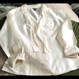 ANN TAYLOR IVORY SILK BLOUSE